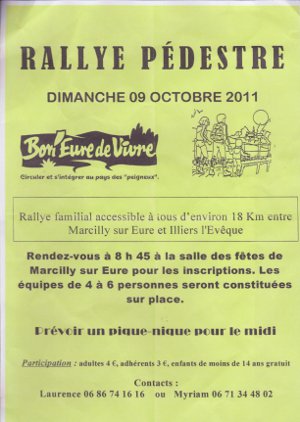 Rallye pédestre 9 octobre à Marcilly